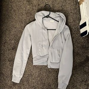 Brandy Melville cropped light blue zip up hoodie